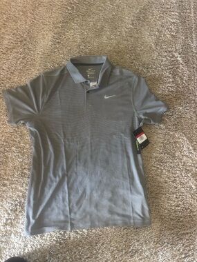 Nike Men’s Gray Dri-FIT Polo with White Swoosh